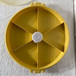 Vintage Tupperware Harvest Gold Party Susan Divided Serving Veggie Tray W Lid